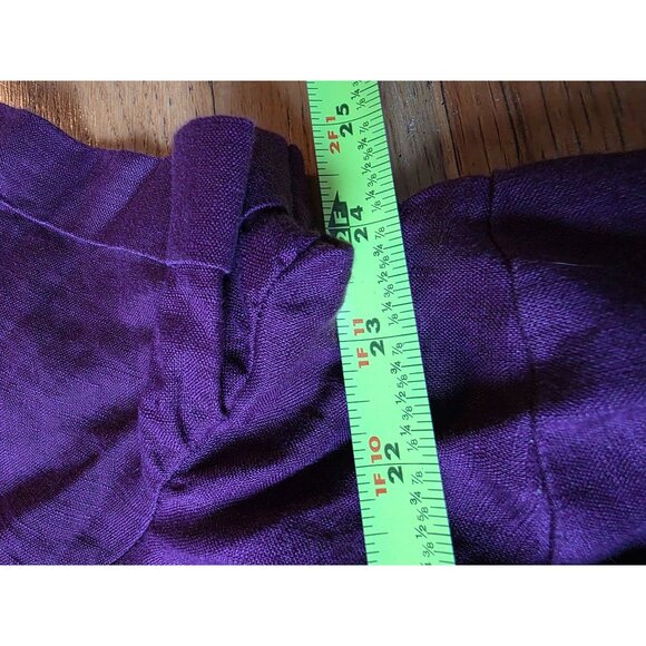 Talbots Womens 20W Ruffled V-Neck Purple Linen Top - Picture 7 of 7